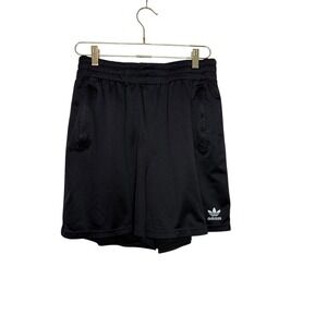 Adidas Men's Black Mesh Athletic Shorts with White Logo Size L